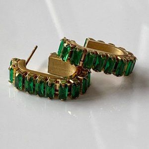 Emerald Baguette Cubic Zirconia Stainless Steel Earrings